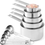stainless steel measuring cups and measuring spoons image