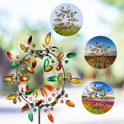 unique rainbow color metal windmill image