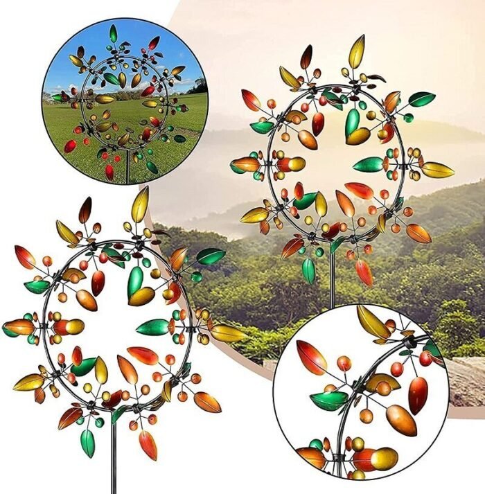 unique rainbow color metal windmill image