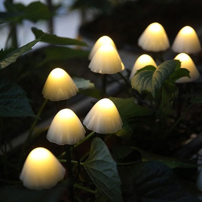 led solar string lights waterproof mushroom image