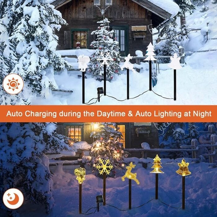 5 pack solar christmas stacke light outdoor image