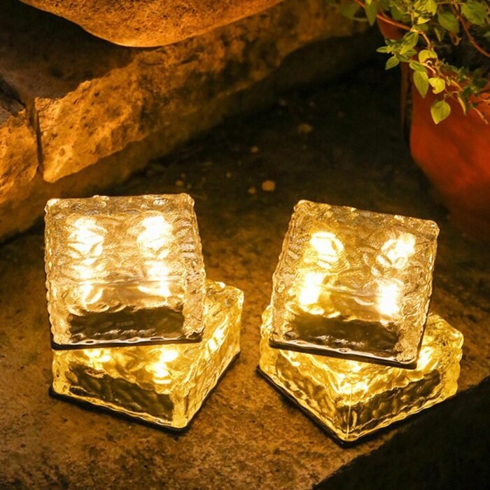 4pcs solar led light clear ice cube lights outdoor image