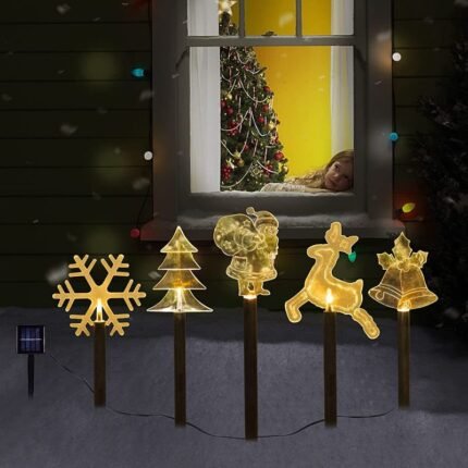 5 pack solar christmas stacke light outdoor image