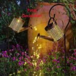 garden solar watering can light hanging kettle image