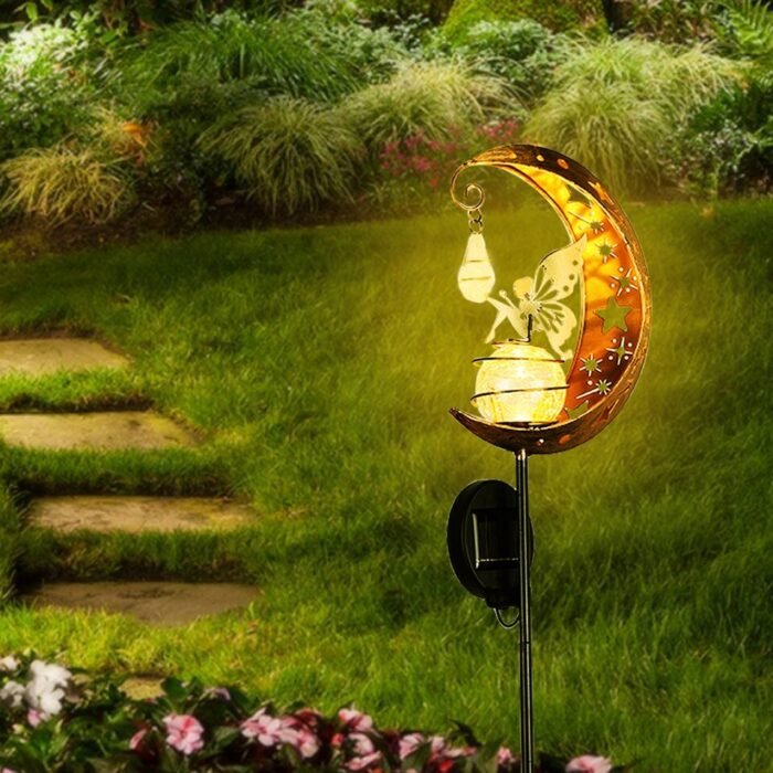 led solar lamp wrought iron hollow elf image