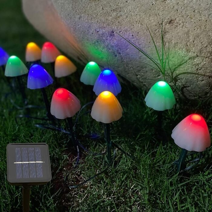 led solar string lights waterproof mushroom image