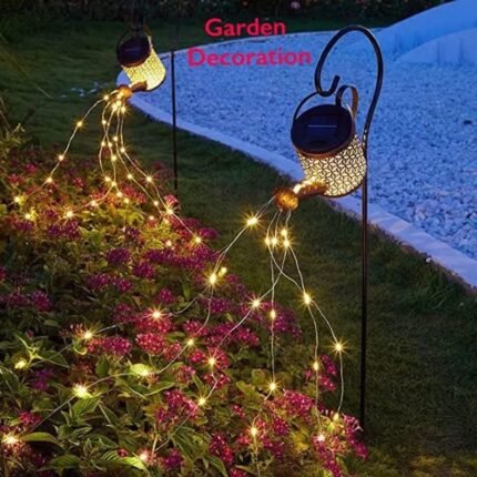 solar watering can light hanging kettle lantern light image