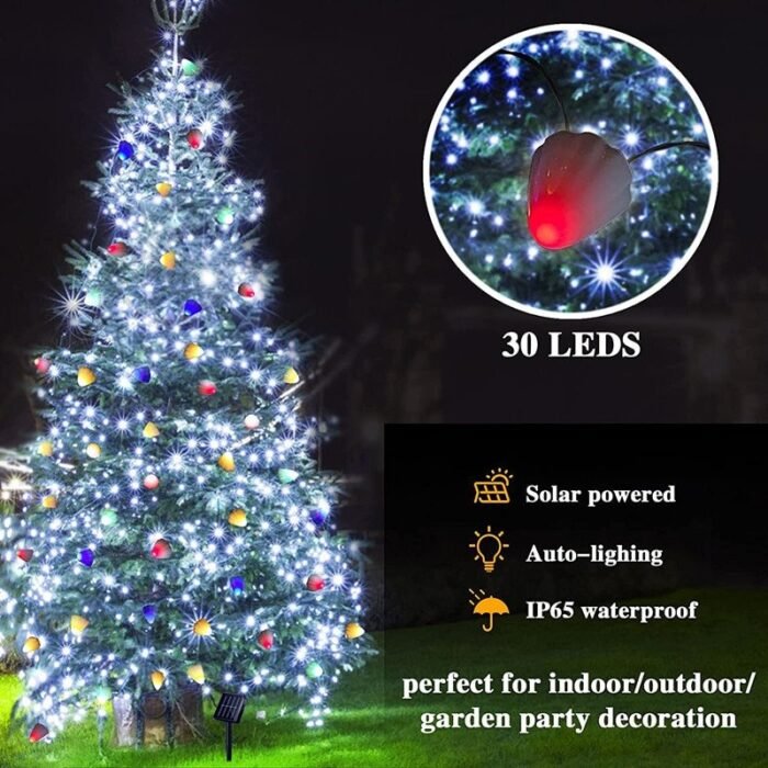 led solar string lights waterproof mushroom image