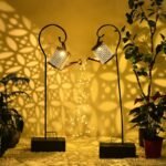 solar watering can light hanging kettle lantern light image