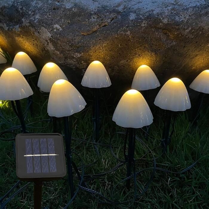 led solar string lights waterproof mushroom image