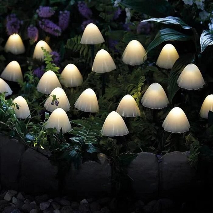 led solar string lights waterproof mushroom image