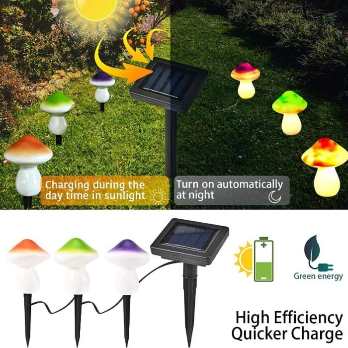 led solar string lights waterproof mushroom image