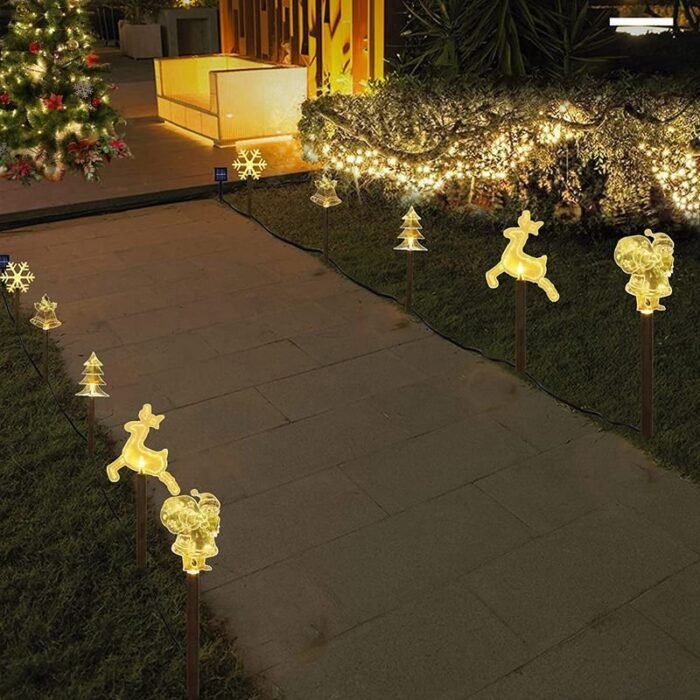 5 pack solar christmas stacke light outdoor image