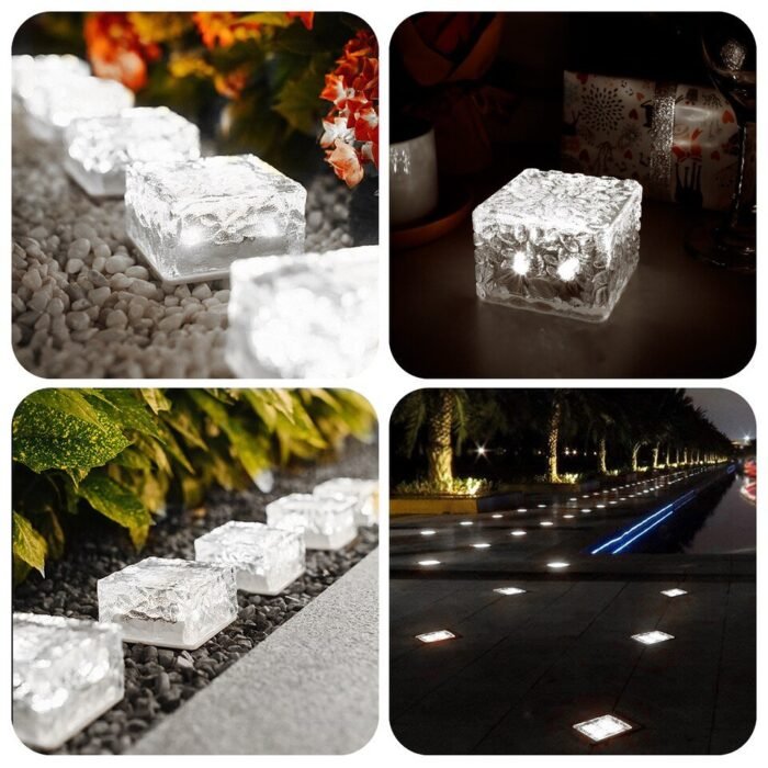 4pcs solar led light clear ice cube lights outdoor image