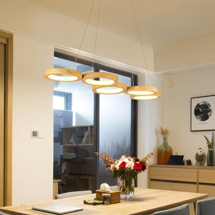 solid wood dining table pendant lights image