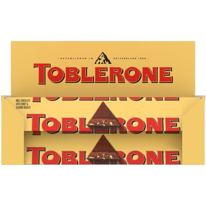 toblerone milk chocolate bar with honey and almond nougat 10 12.6 oz bars image