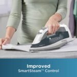 black decker one step steam iron with even steam stainless steel soleplates and smart steam control grey image