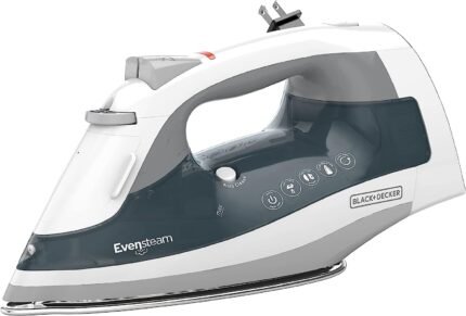 black decker one step steam iron with even steam stainless steel soleplates and smart steam control grey image