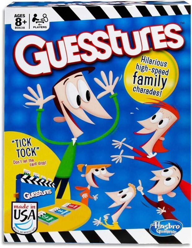 hasbro gaming guesstures game charades game for 4 or more players family party game for ages 8 and up pack image