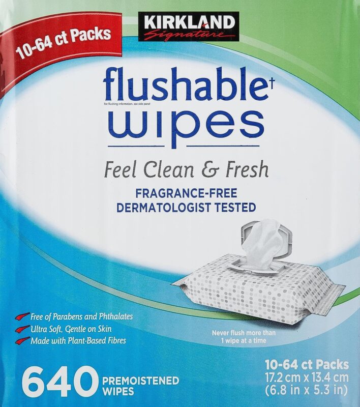 kirkland signature moist flushable wipes 640 count pack image