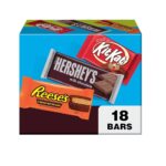 HERSHEY'S, KIT KAT and REESE'S Assorted Milk Chocolate, Candy Bar Variety Box, 27.3 oz (18 Count)