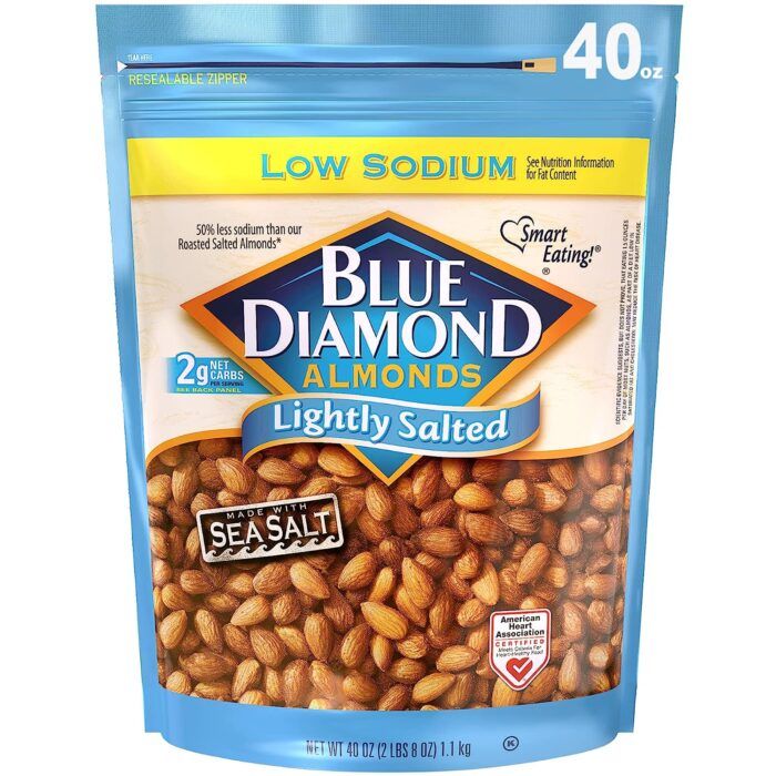 Blue Diamond Almonds Low Sodium Lightly Salted Snack Nuts, 40 Oz Resealable Bag - Image 1