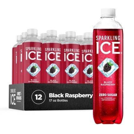 Sparkling Ice, Black Raspberry Sparkling Water, 17 fl oz Bottles (Pack of 12)