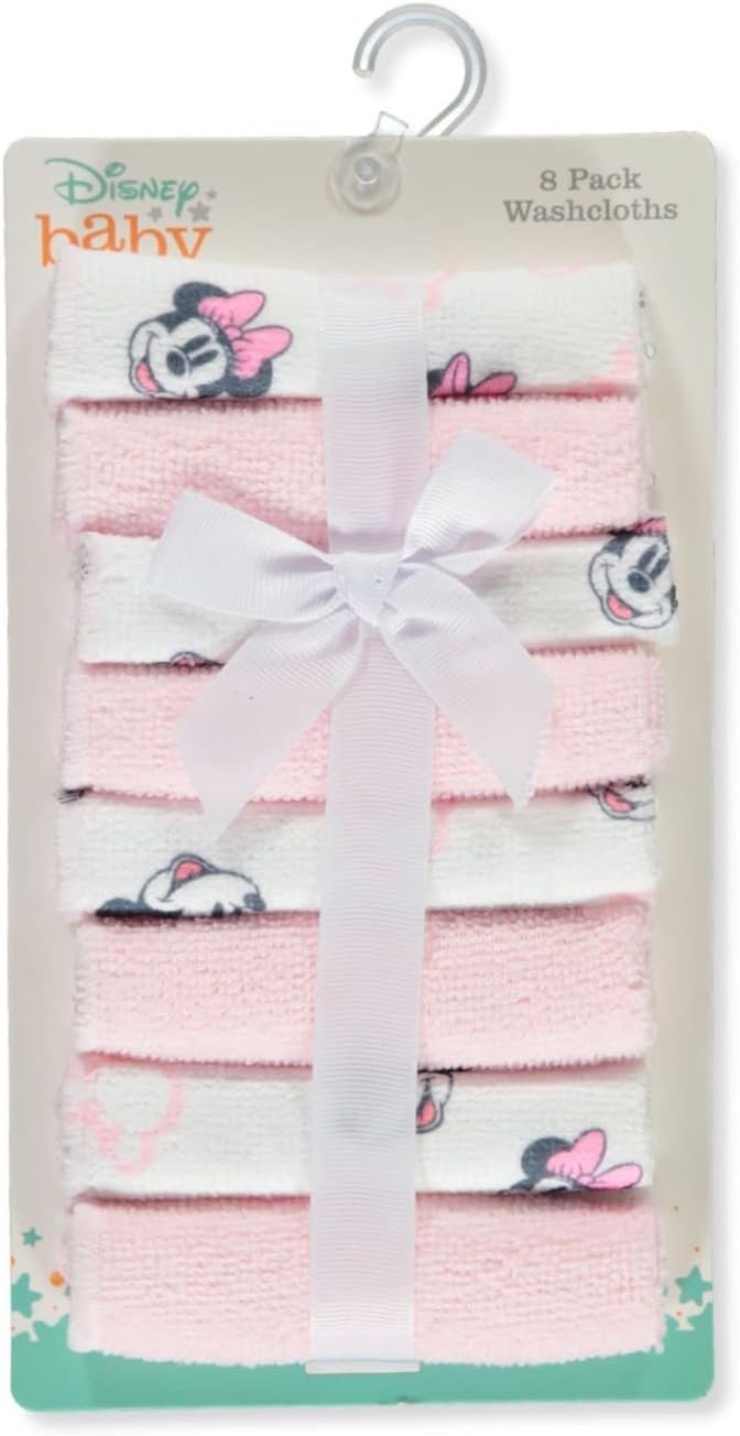 Disney Baby Minnie Mouse Washcloths, 8 Ct, Pink/Multi