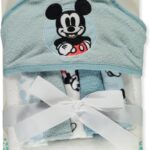 Accessories Disney Baby Mickey Mouse Hooded Towel with 5 Piece Washcloth Set, Cool Style Print, GS71795 Blue one size