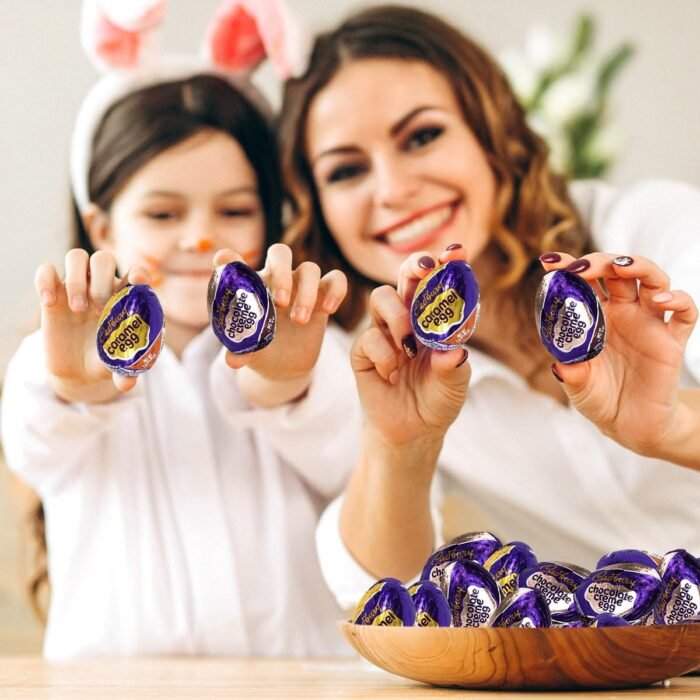 cadbury eggs 13 caramel eggs and 12 chocolate creme eggs pack image