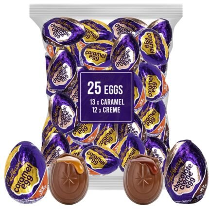 cadbury eggs 13 caramel eggs and 12 chocolate creme eggs pack image