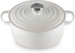 le creuset enameled cast iron signature round dutch oven 4.5 qt meringue image