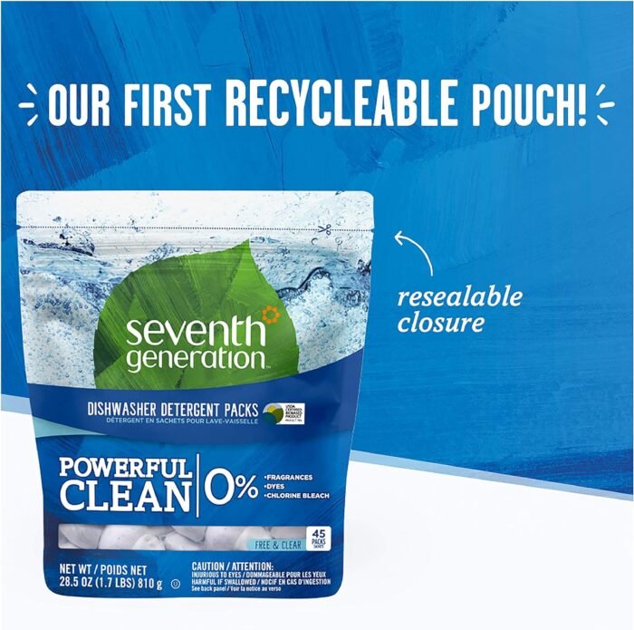 seventh generation dishwasher detergent packs 45 tablets pack image