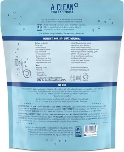 seventh generation dishwasher detergent packs 45 tablets pack image