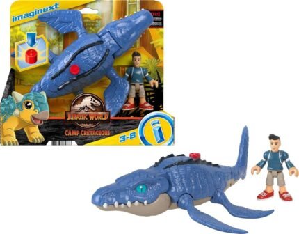 fisher price jurassic world mosasurus and kenji figure set image