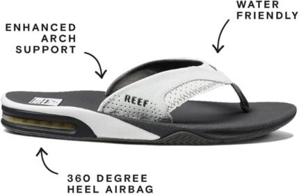 reef fanning men bottle opener flip flop grey white 8