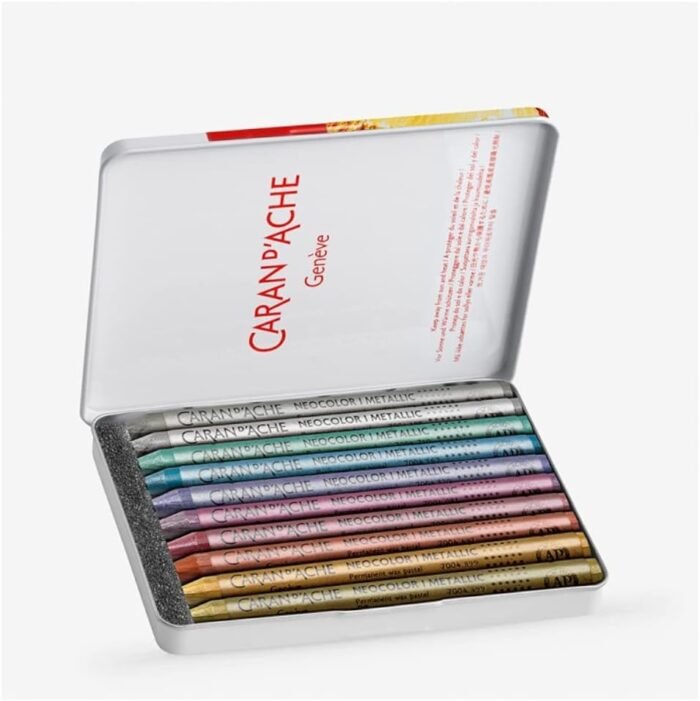 caran d ache neocolor water resistant wax pastels metallic 10 colors pack