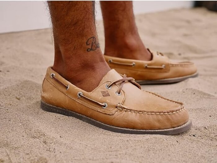 sperry a/o 2 eye leather boat shoes sahara 10 m us image