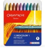 caran d ache neocolor water resistant wax pastels metallic 10 colors pack