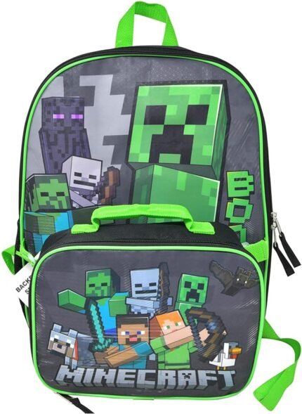 minecraft backpack with lunch bag image