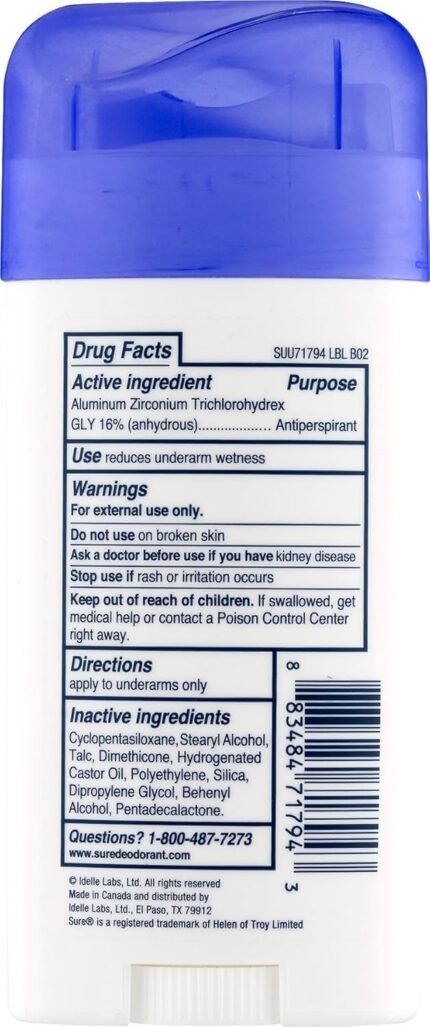 sure solid anti perspirant and deodorant unscented image