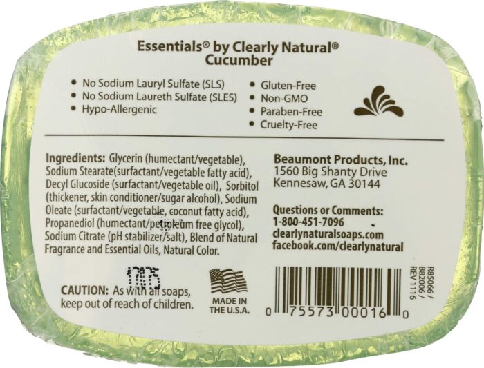 clearly natural glycerine soap bar cucumber image