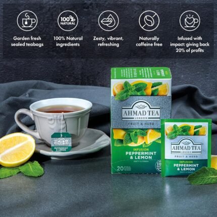 ahmad tea peppermint and lemon herbal tea pack image