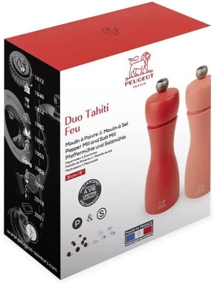 peugeot tahiti 2 piece salt and pepper set brick red & flame image