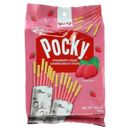 glico pocky strawberry cream covered biscuit sticks image
