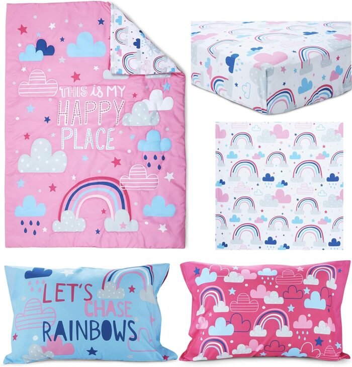 lets chase rainbows 4 piece toddler bedding set image