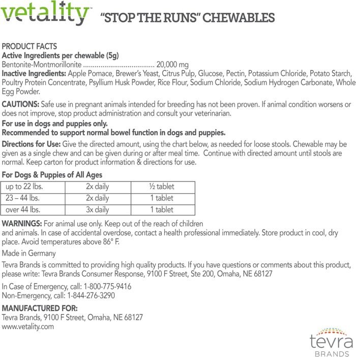 vetality stop the runs chewables for dogs image