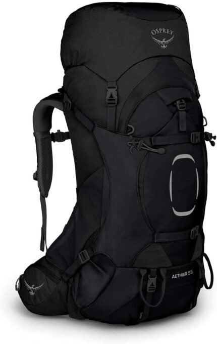 osprey aether 55l men's black backpack image