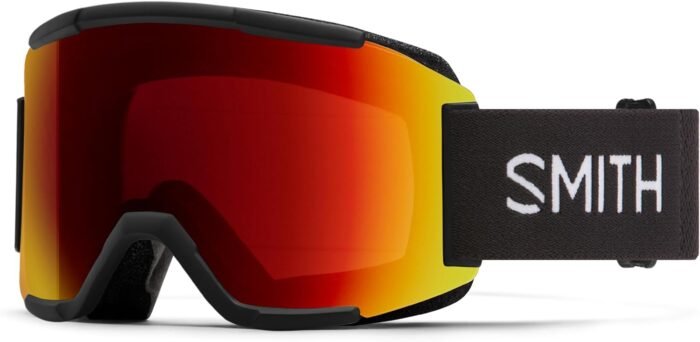 smith squad goggles black chromapop sun red mirror