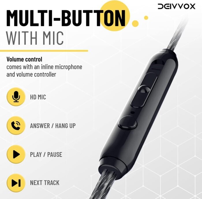 deivvox wired earbuds with mic & volume control image